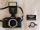 Xr-10 Ricoh Black 35mm Slr Body With Promaster Automatic Flash Strap And Battery