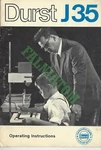 Vintage Durst J35 Photographic Enlarger Instructions. Fixed Price $9.95.