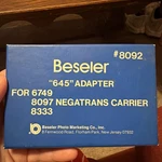 New In Box Beseler 8092 645 Adapter For Negatrans 120 Carrier (6749, 8097, 8333). Fixed Price $94.99.