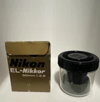 Nikon El Nikkor 50MM F/2.8 Enlarging Lens W/ Case, Box. Fixed Price $67.00.