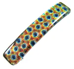 Hair Barrette Dichroic Glass Small 2.5" 65MM Orange Gold Blue Halo Dots Pattern. Fixed Price $19.79.