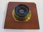 Vintage Brass Lens Bausch & Lomb 6 1/2 X 8 Zeiss Protar W/ 3" Wood Board. Fixed Price $275.00.