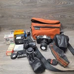 Konica FT-1 Motor 35MM Slr Camera Lot W/hexanon 50MM Lens Flash Film Untested. Fixed Price $123.47.