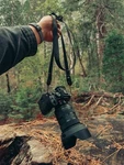 Adjustable Leash Black Camera Strap Slim 32-58" Handmade + Peak Design Anchors. Fixed Price $29.70.