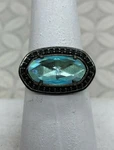Kendra Scott Emmaline Ring Custom Gunmetal Crystal Halo Size 6 Dichroic Glass. Fixed Price $95.00.