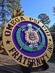 Extra Large Omega Psi Phi Shield Decorative Plate W/ 2-PIECE Display Stand. Fixed Price $69.99.